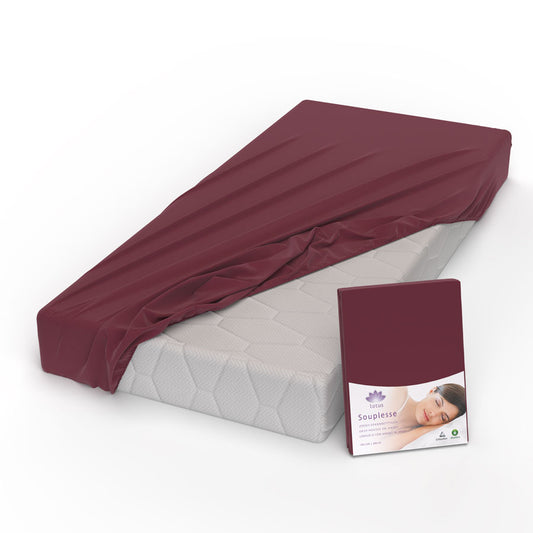 Lotus Jersey Fitted Sheet Souplesse Bordeaux - JFS-1070