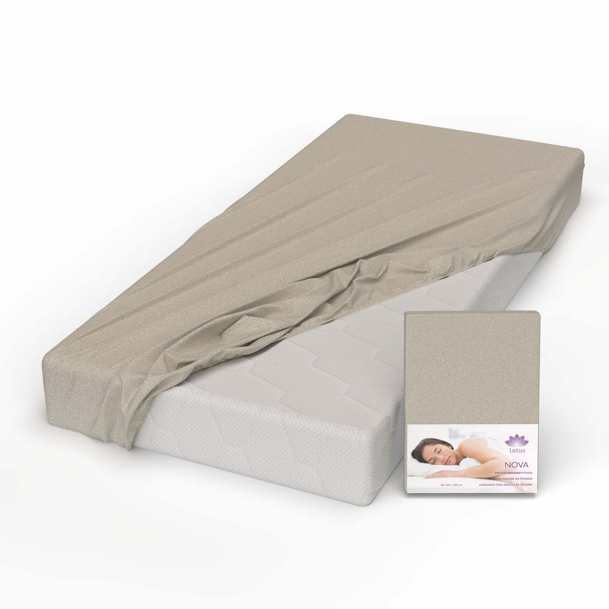 Lotus terry fitted sheet Nova Taupe - FFN-1085