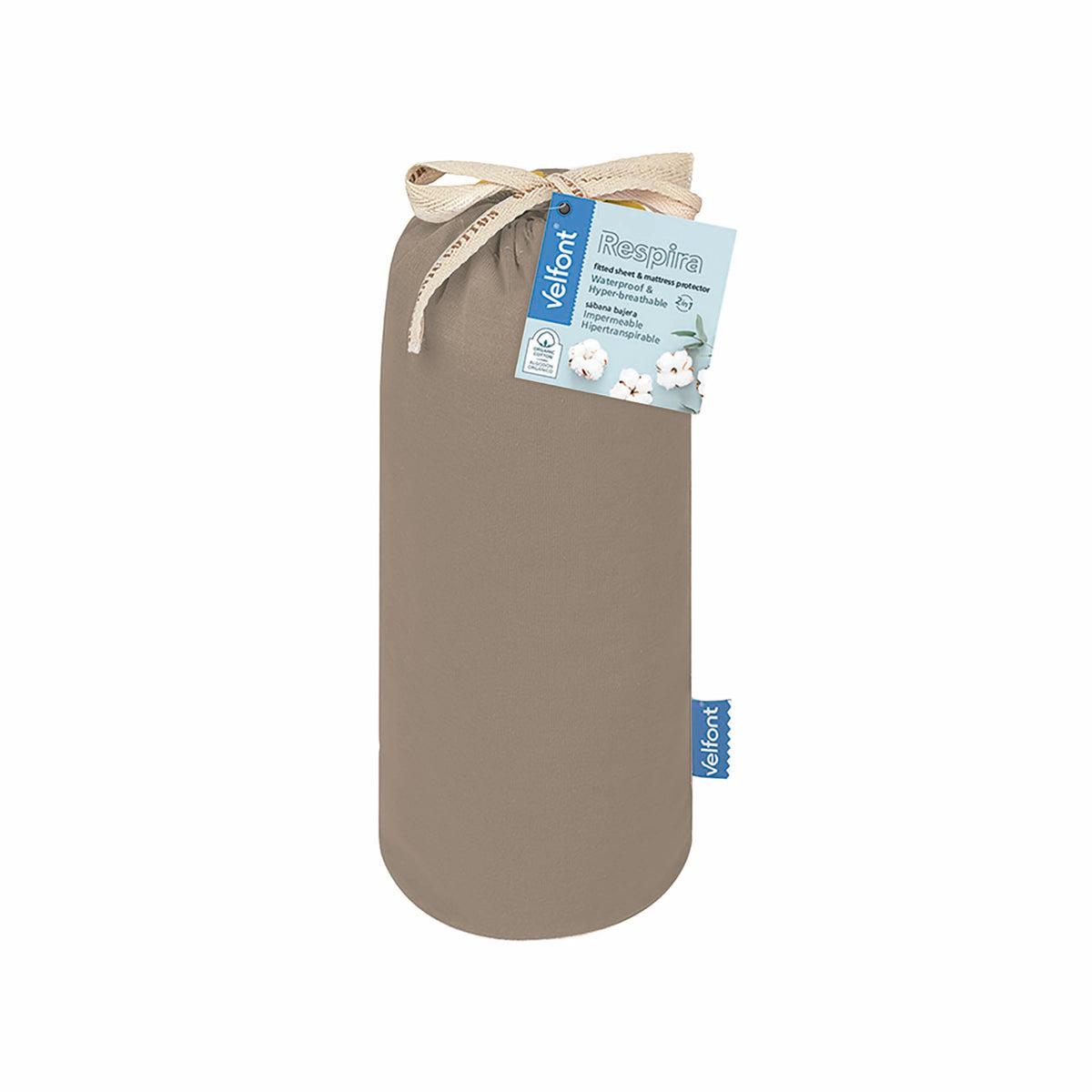 Velfont fitted sheet waterproof Respira Taupe - VF-RESP-0872
