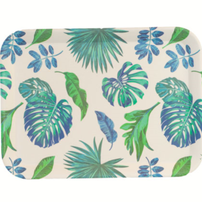 Tablett 43.5x32.5x1.8cm aus Bambusfasern Fantasieblumenmotiv - A2Z Home