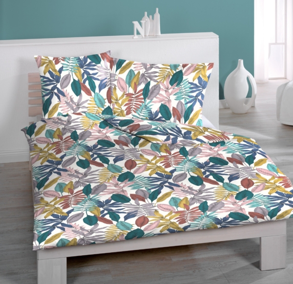 satin blaetter allover kd x - Satin Bettwäsche Blätter Allover - A2Z Home