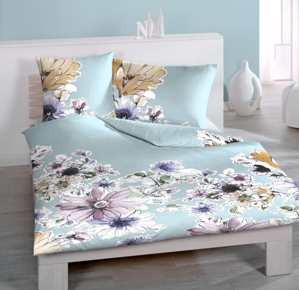 garden digital cut x x - Satin Bettwäsche TC300 Garden, abgepasste Kissen - A2Z Home