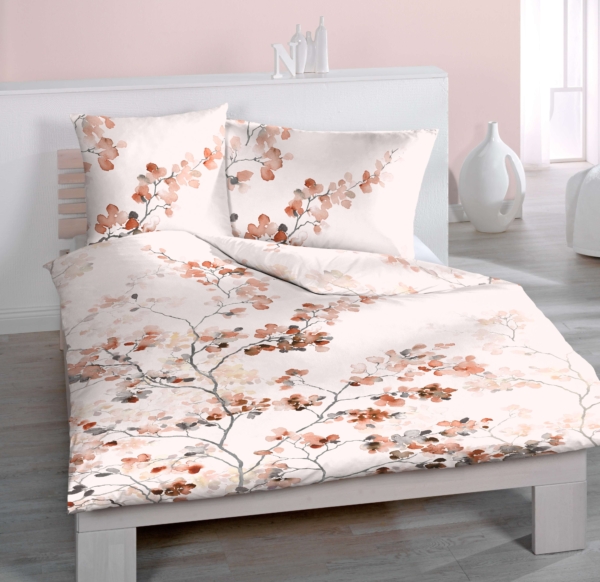 pansy digital cut x x - Satin Bettwäsche TC300 Pansey, abgepasste Kissen - A2Z Home