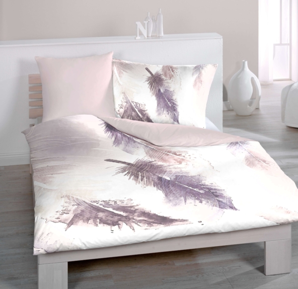 plumes uni wende cut x x - Satin Bettwäsche Plumes Wende - A2Z Home
