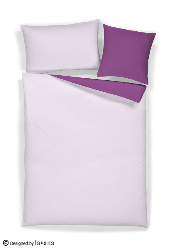 satin uni wende lila beere sw x - Satin uni Wende Bettwäsche - A2Z Home
