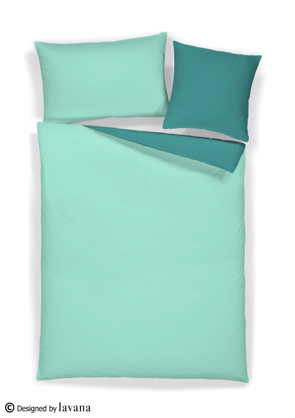 satin uni wende mint dgrun sw x - Satin uni Wende Bettwäsche - A2Z Home