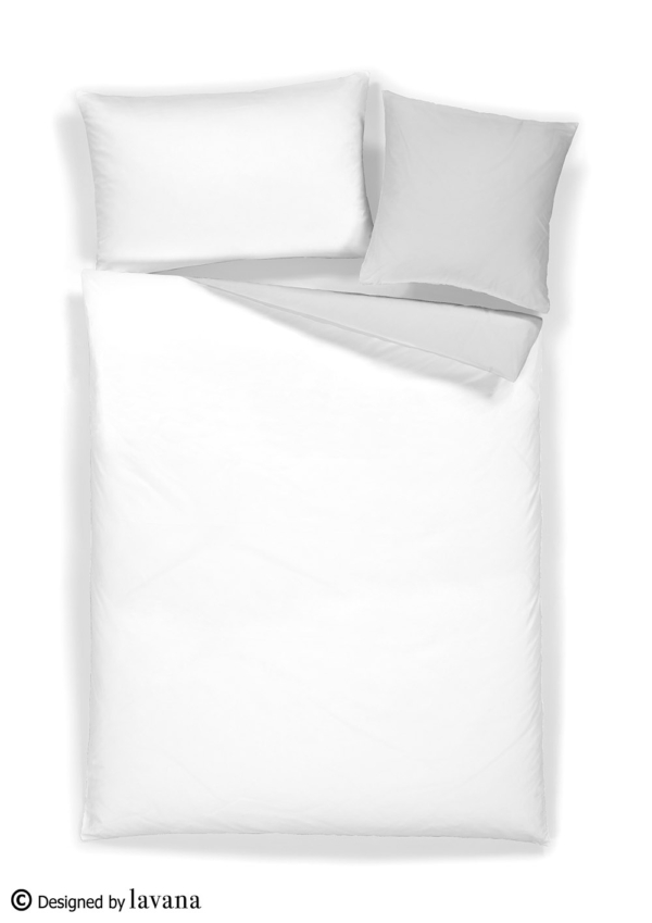 satin uni wende weiss grau sw x - Satin uni Wende Bettwäsche - A2Z Home