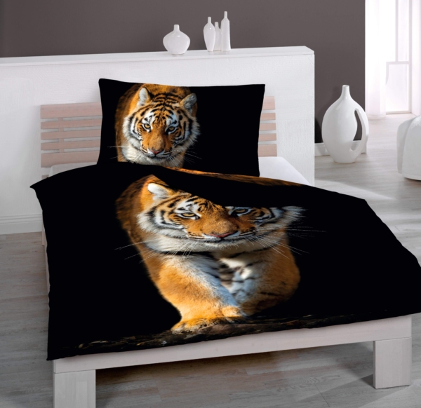 tiger cut x x - Satin Bettwäsche Tiger, abgepasste Kissen - A2Z Home