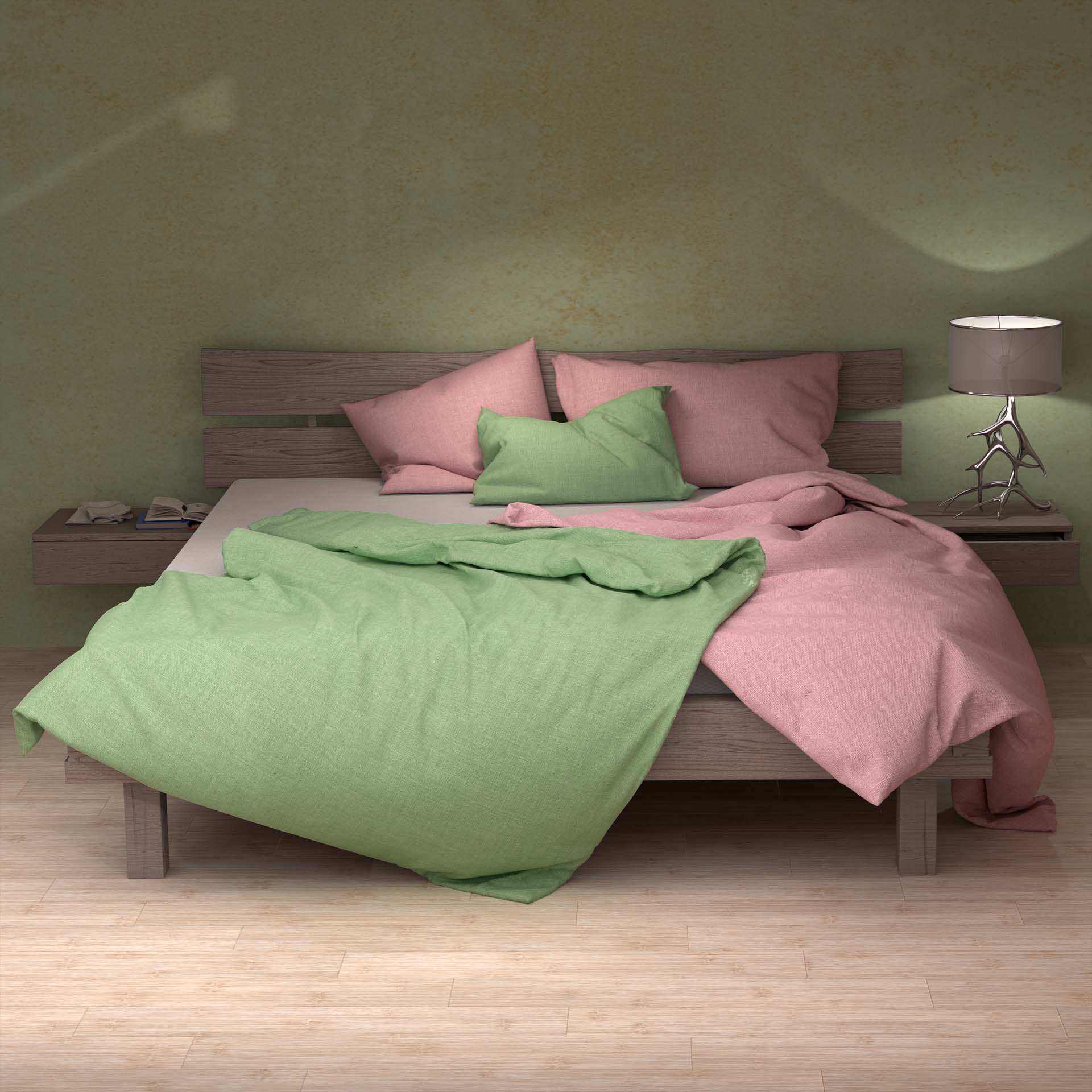 bettwaesche lotus leinen auf bett aloe mauve fa a - Lotus Bettwäsche Leinen uni - A2Z Home