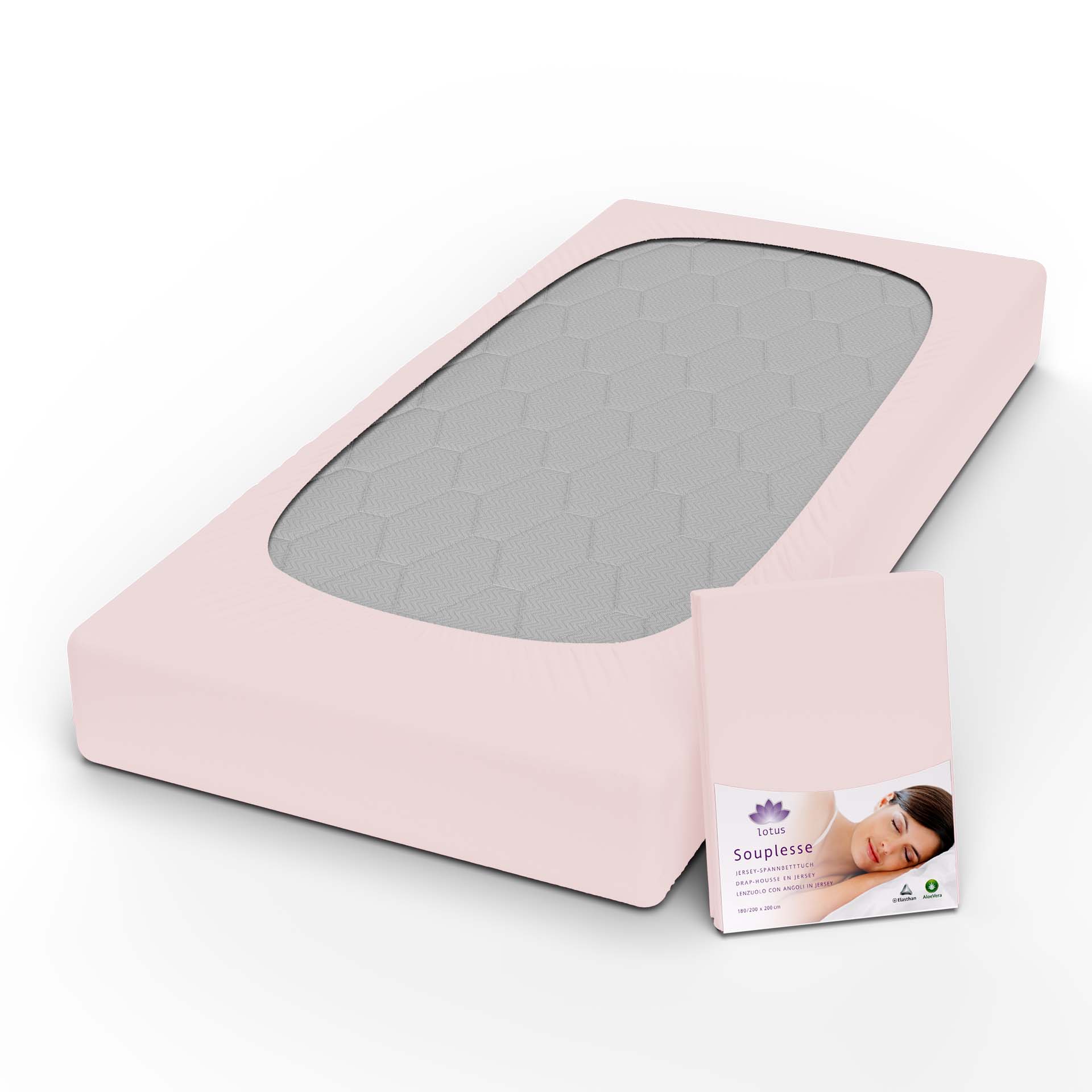 lotus fix souplesse jersey puderrosa fix auf kopf mit verpackung kamera - Lotus Jersey Fixleintuch Souplesse - A2Z Home