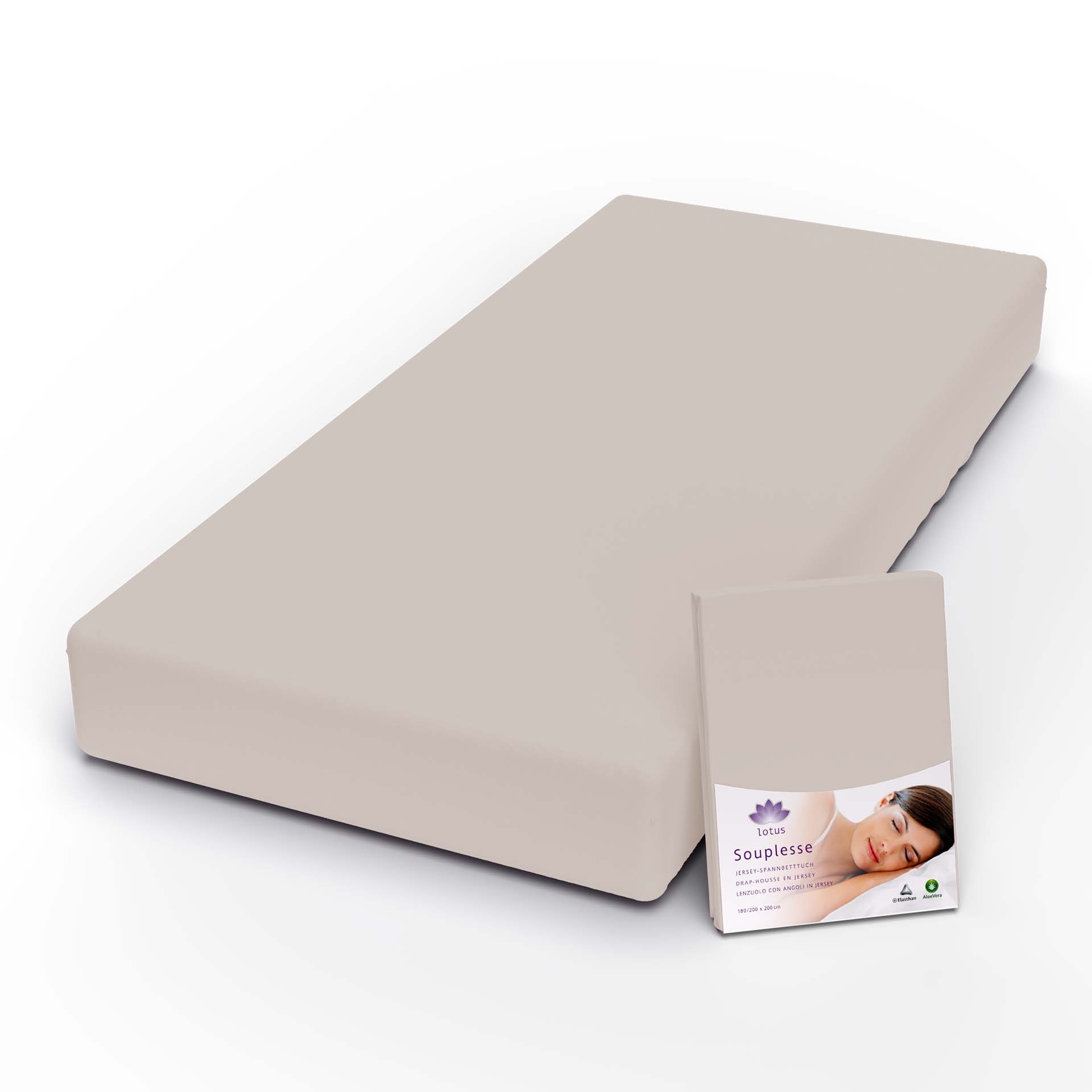 lotus fix souplesse jersey greige fix mit verpackung kamera - Lotus Jersey Fixleintuch Souplesse - A2Z Home