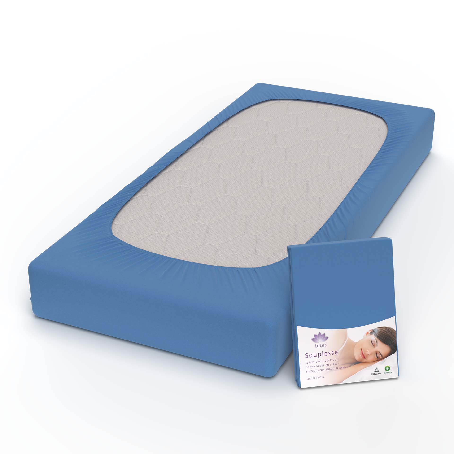 lotus fix souplesse jersey ozean fix auf kopf mit verpackung kamera - Lotus Jersey Fixleintuch Souplesse - A2Z Home