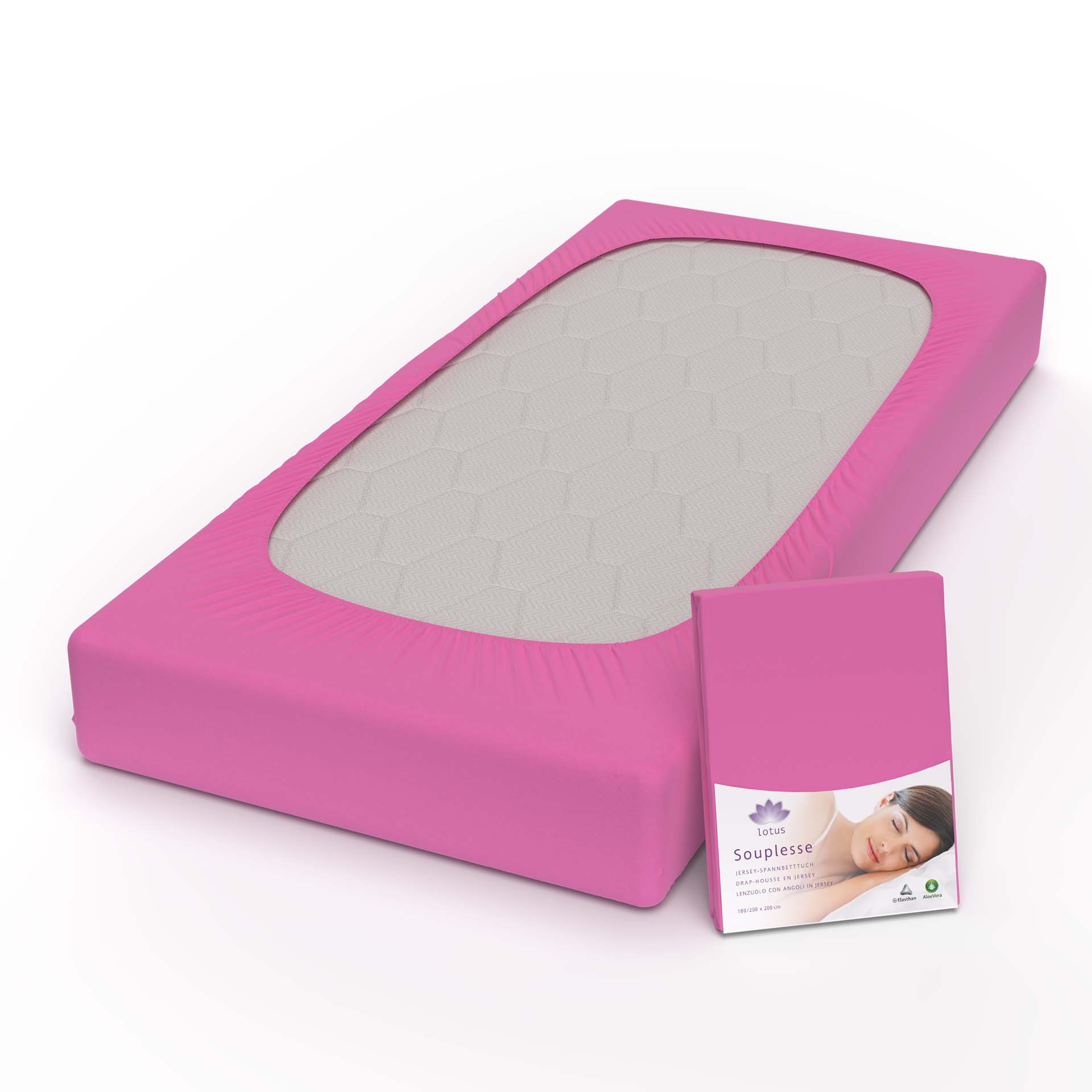 lotus fix souplesse jersey fuchsia fix auf kopf mit verpackung kamera - Lotus Jersey Fixleintuch Souplesse - A2Z Home