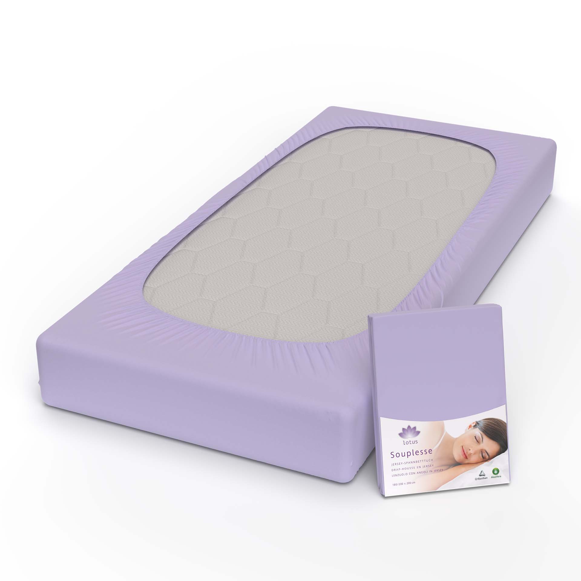 lotus fix souplesse jersey lila fix auf kopf mit verpackung kamera - Lotus Jersey Fixleintuch Souplesse - A2Z Home