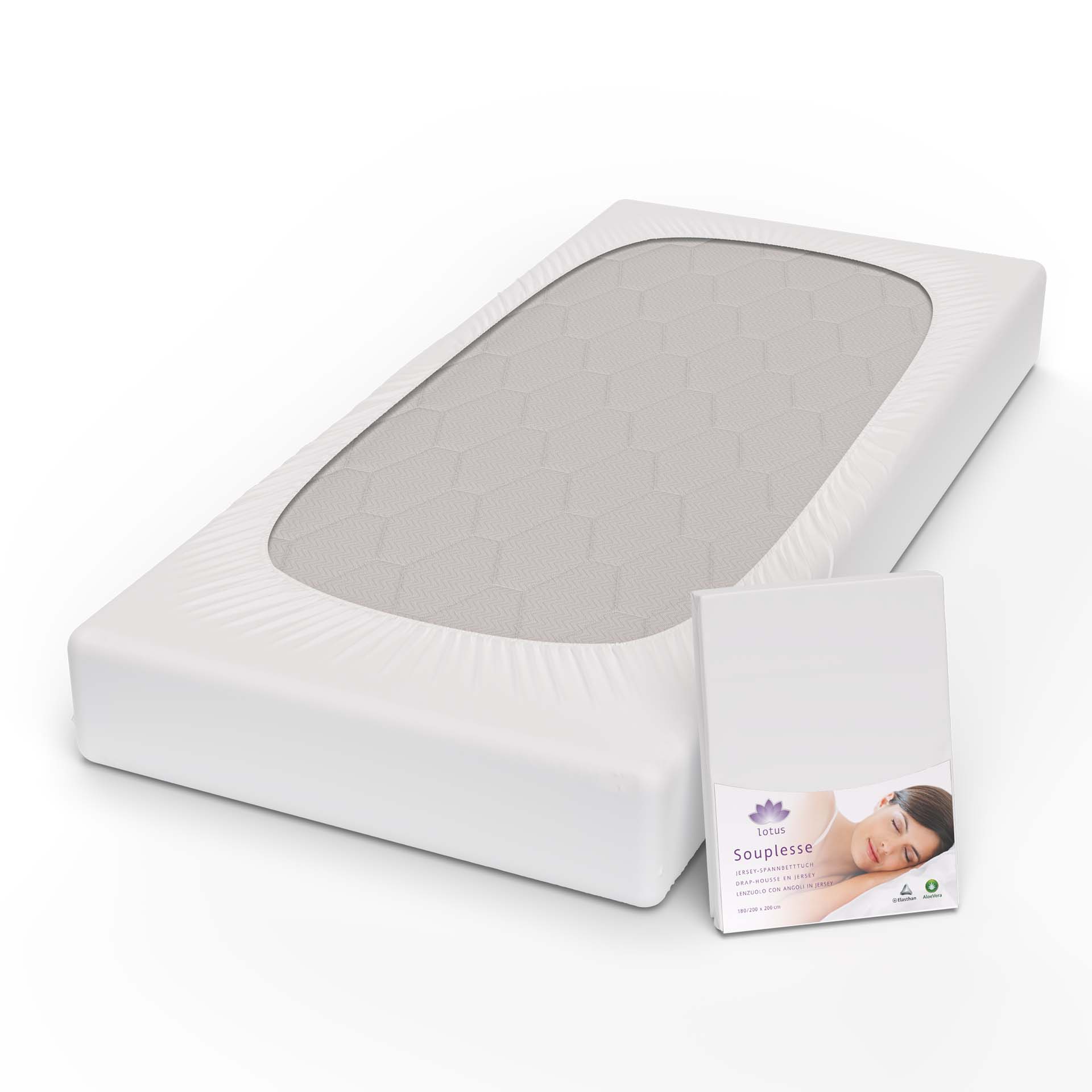 lotus fix souplesse jersey weiss fix auf kopf mit verpackung kamera - Lotus Jersey Fixleintuch Souplesse - A2Z Home