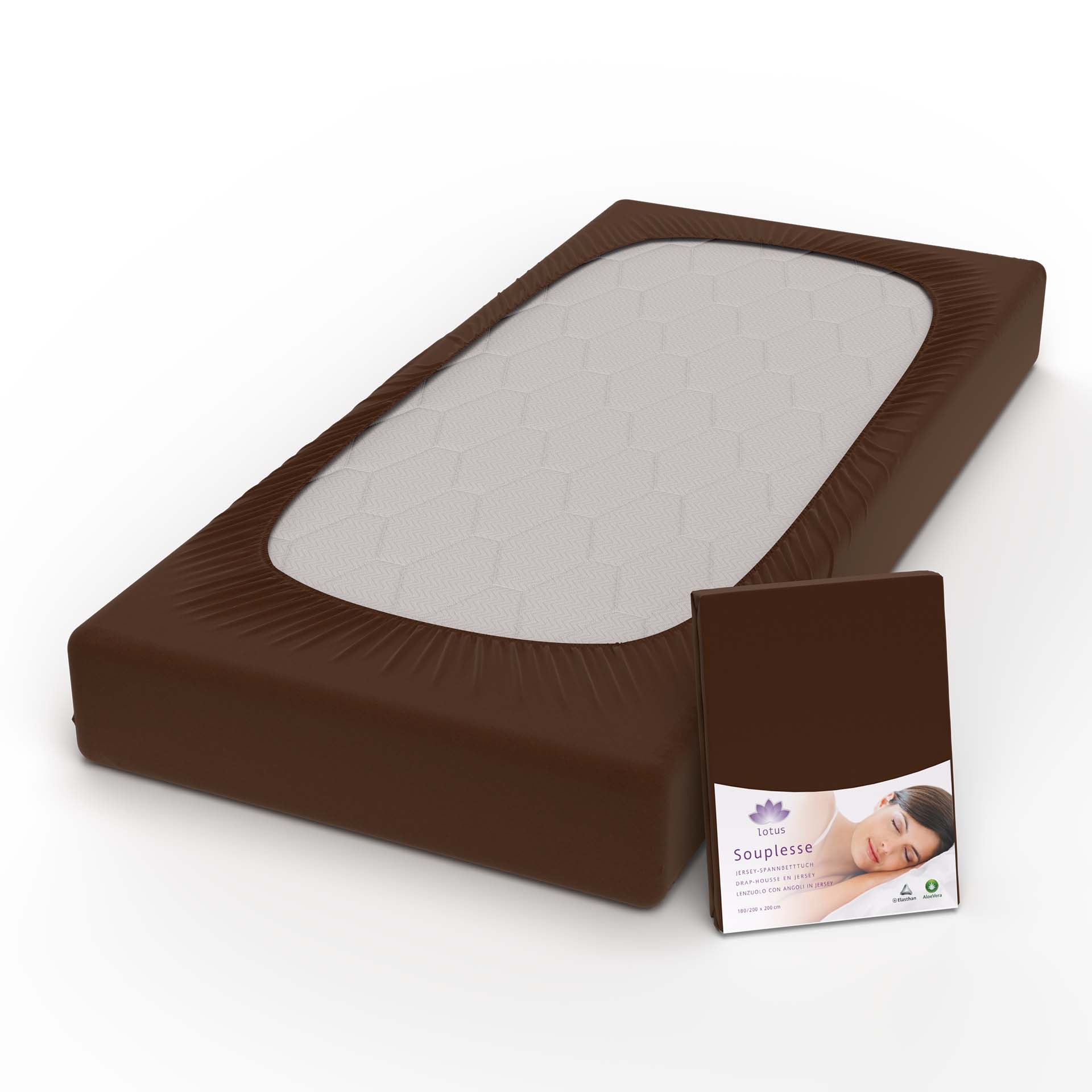 lotus fix souplesse jersey chocolat fix auf kopf mit verpackung kamera - Lotus Jersey Fixleintuch Souplesse - A2Z Home