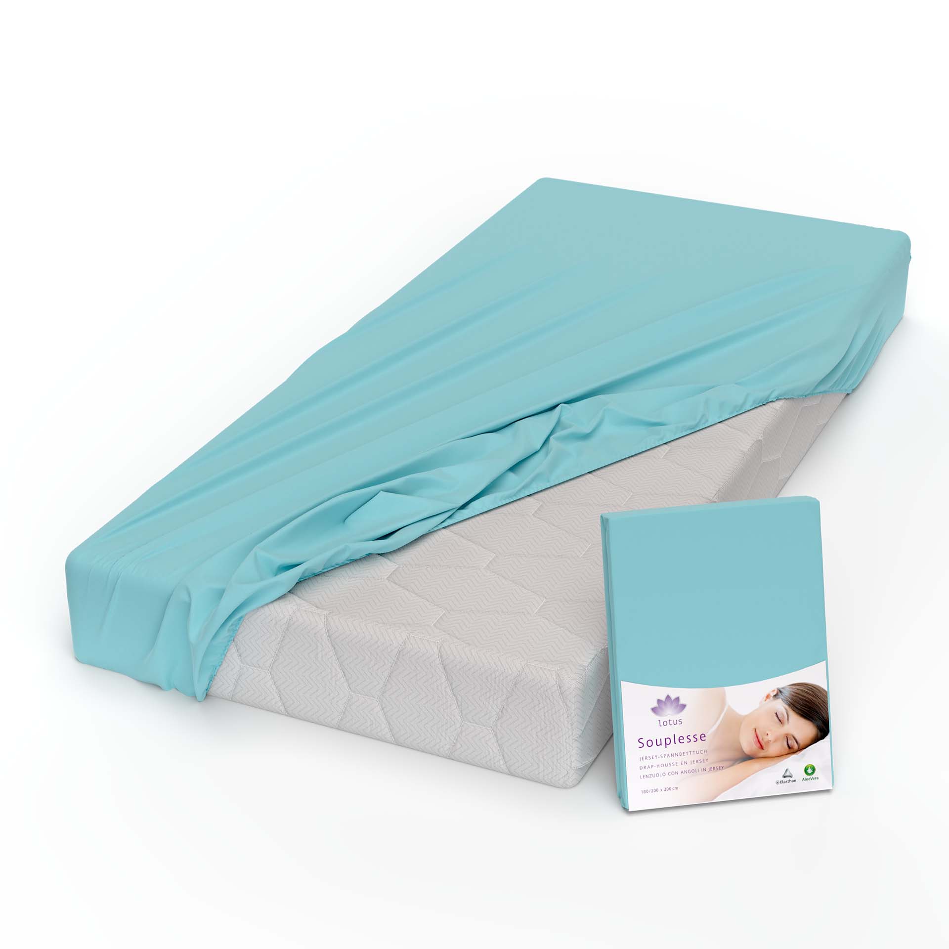 lotus fix souplesse jersey tuerkis fix halb mit verpackung kamera - Lotus Jersey Fixleintuch Souplesse - A2Z Home