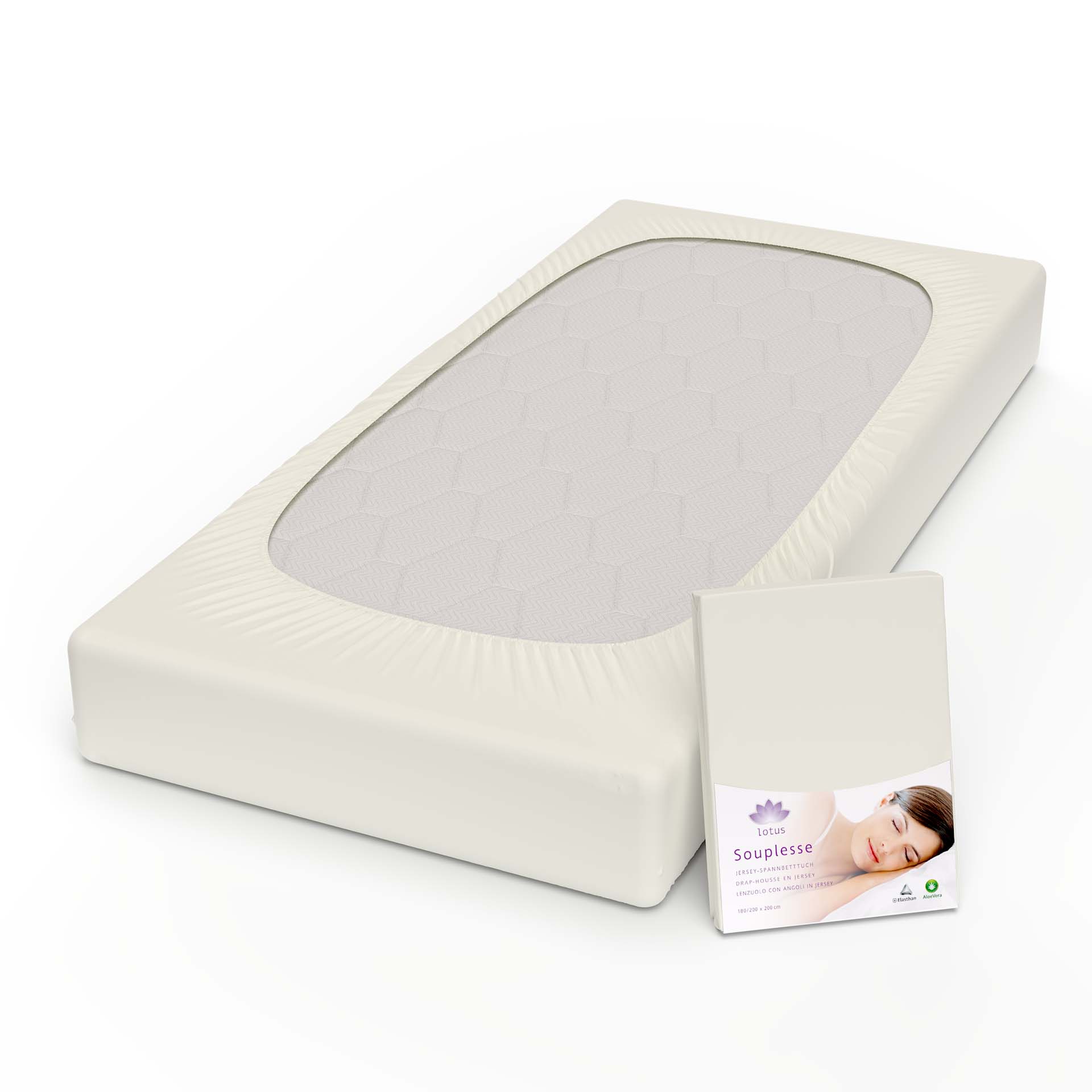 lotus fix souplesse jersey wollweis fix auf kopf mit verpackung kamera - Lotus Jersey Fixleintuch Souplesse - A2Z Home