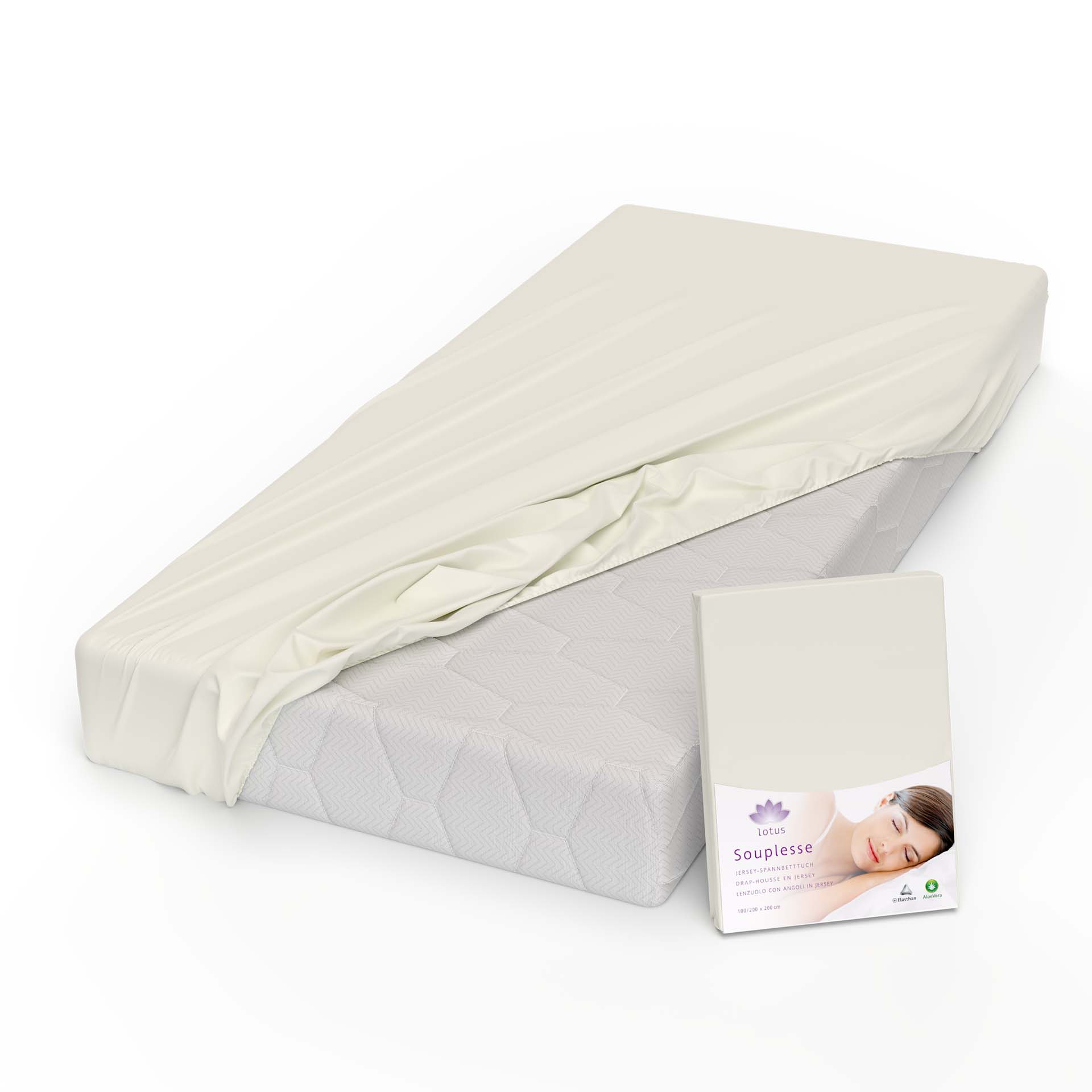 lotus fix souplesse jersey wollweis fix halb mit verpackung kamera - Lotus Jersey Fixleintuch Souplesse - A2Z Home