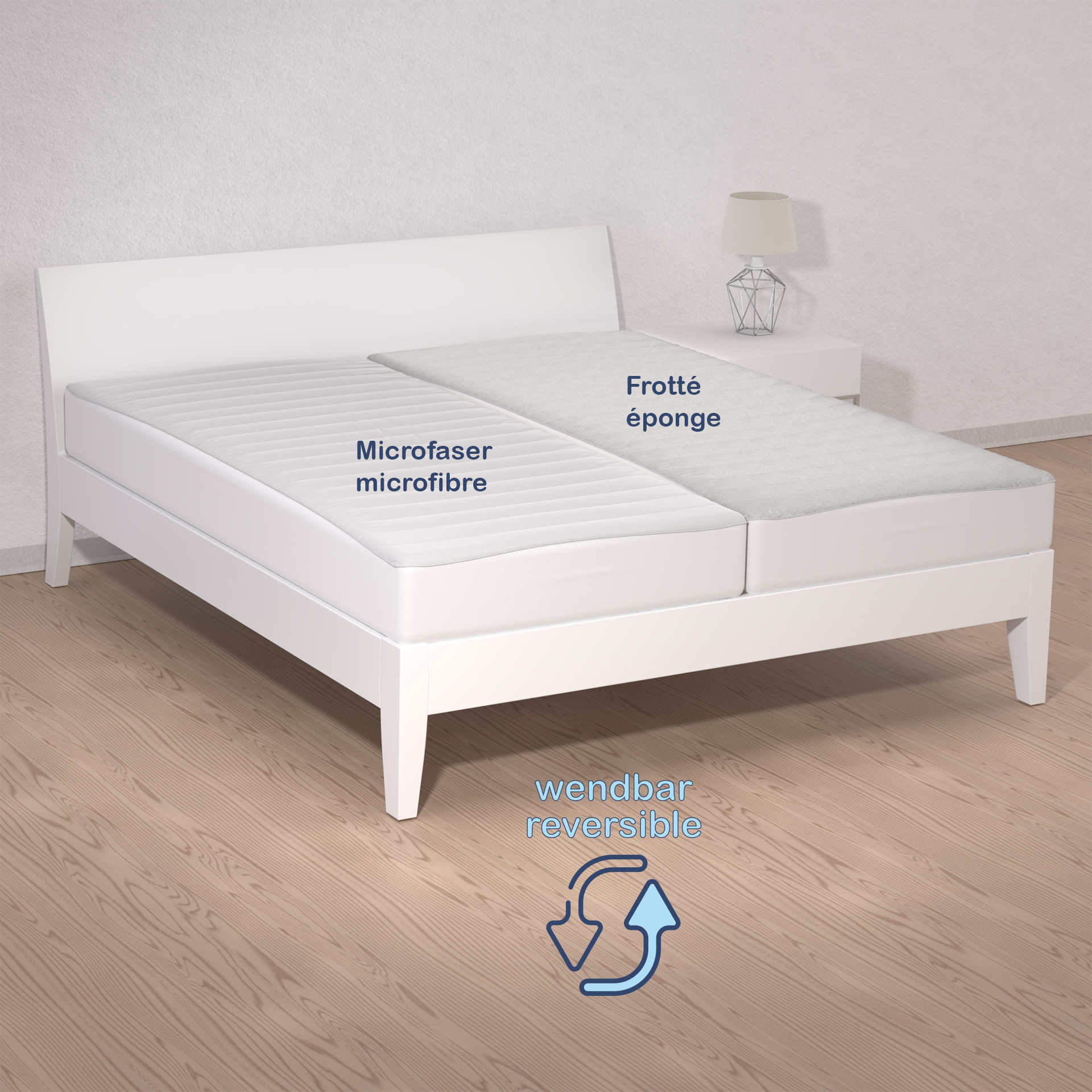 velfont acarsan motion auf bett farbig reversible - Matratzenauflage versteppt Acarsan Motion Antimilben - A2Z Home