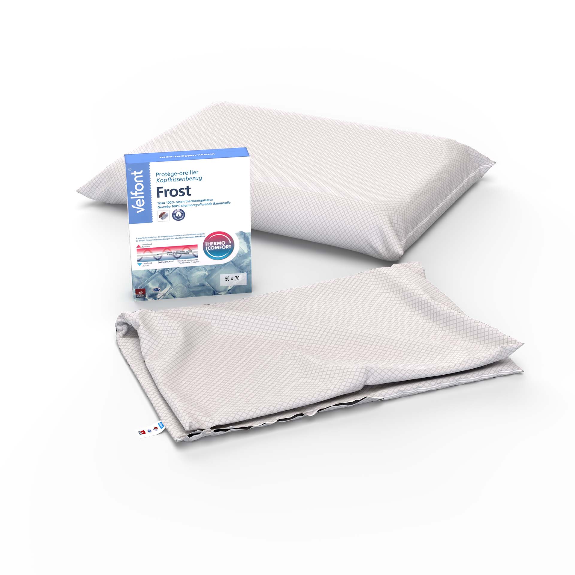 velfont kissenbezug frost mit verpackung und zusatzhuelle bd a - Velfont Frost Thermoregulierende/Outlast Kissenhülle - A2Z Home